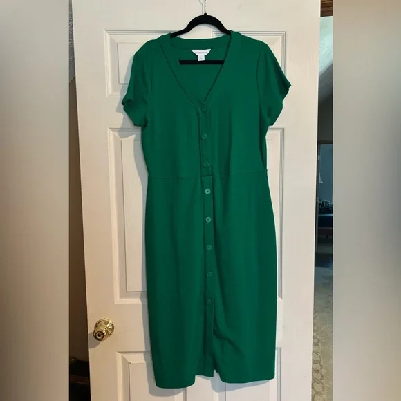 liz claiborne green dress Dress Casual Midi By Liz Claiborne In Green, Size: S